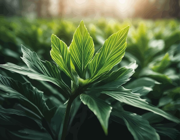 Green leaves of a plant in the garden green leaves of a plant in the garden close up of a green plan