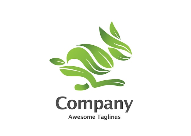 Vector green leaves rabbit logo