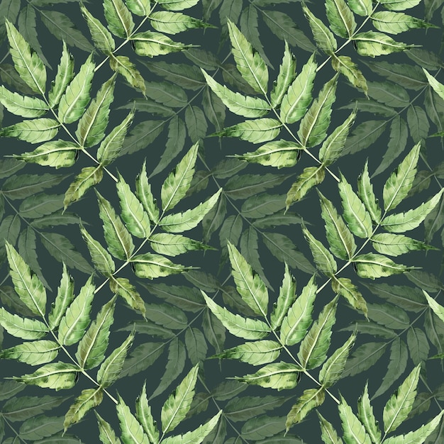 Vector green leaves seamless pattern