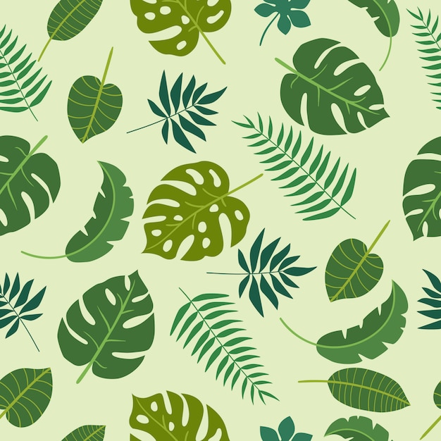 Green Leaves Tropics Floral Pattern