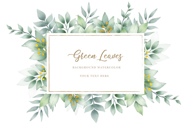 Vector green leaves watercolor background