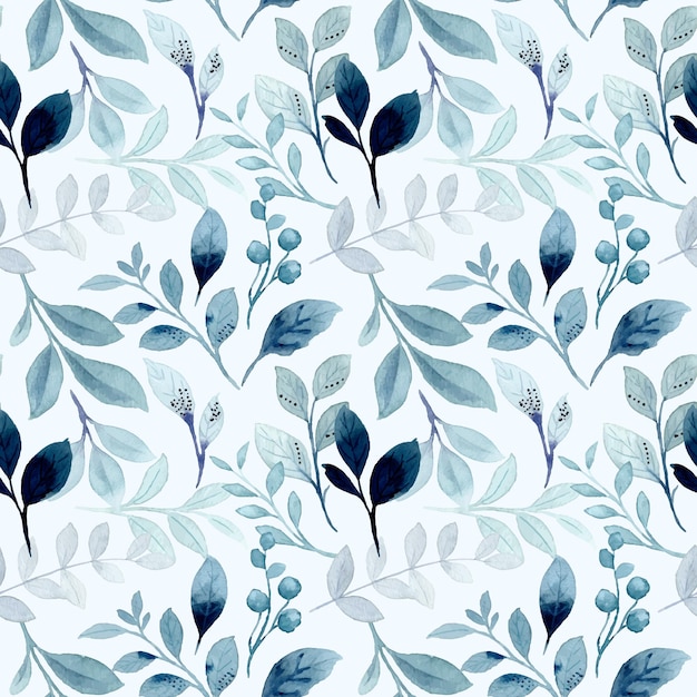 Green leaves watercolor seamless pattern