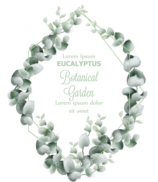 Vector green leaves wreath card watercolor