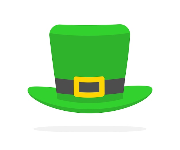 Green leprechaun hat St Patrick national holiday lucky symbol Flat vector illustration