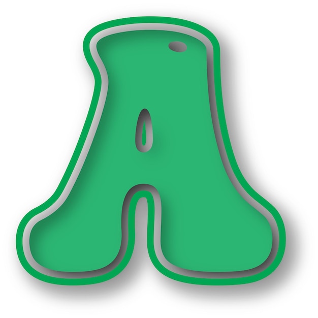 a green letter a on a white background