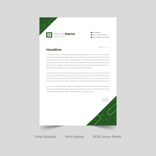 Green letterhead design template