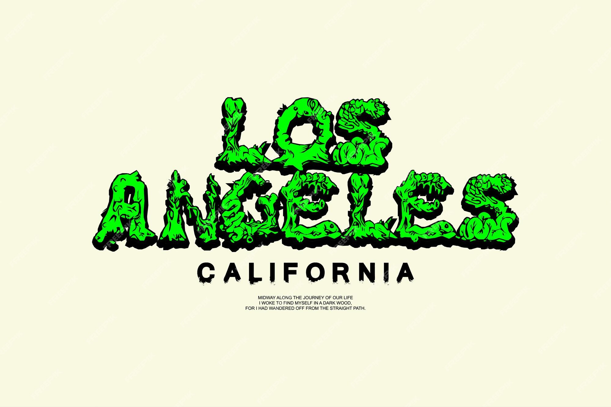 Premium Vector  Green letters that say los angeles california.