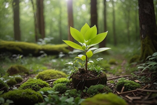 Vector green life plantengroei duurzaam tuinieren en milieuduurzaamheid in bossen