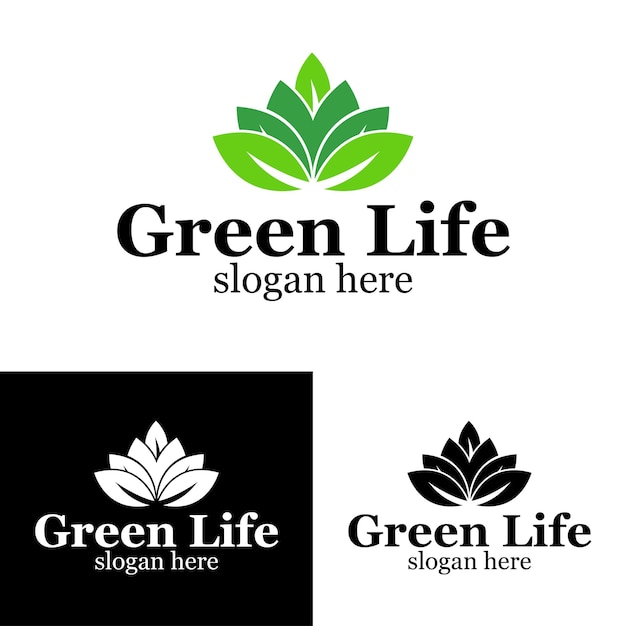 Green Life vector logo design