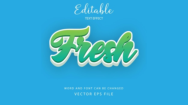 Vector green and light blue fresh text effect on a blue background you can edit again