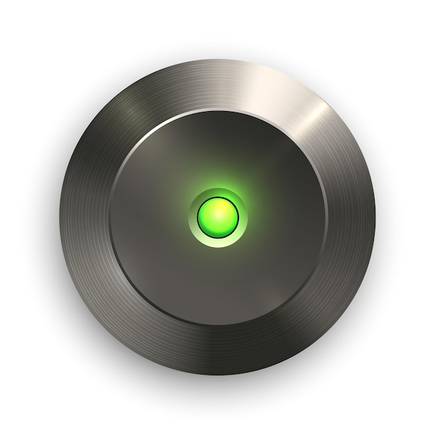 Green light button metal texture for ui applications and app steel iron aluminum texture