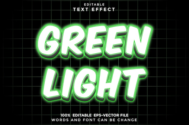 Green Light Editable Text Effect 3D Neon Style