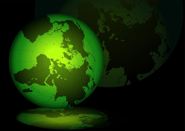 Green lightning grid globe met reflecties