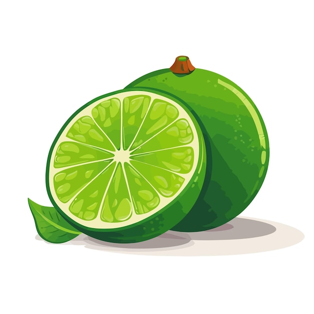 Green lime Lime image isolated Sliced lemon in flat design Vector illustration