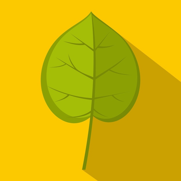 Green linden leaf icon flat illustration of green linden leaf vector icon for web isolated on yellow background