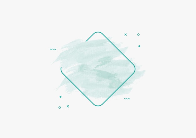 green line square with blue watercolor vector