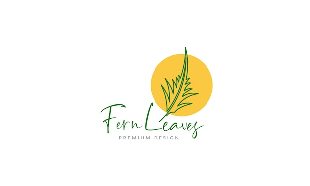 Green lines fern leaves logo symbol icon vector graphic design illustration