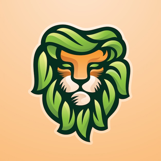 Vector green lion mascot logo