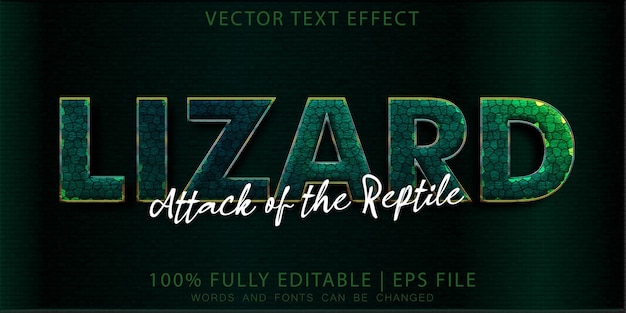 Vector green lizard villain heroes movie premium text effect