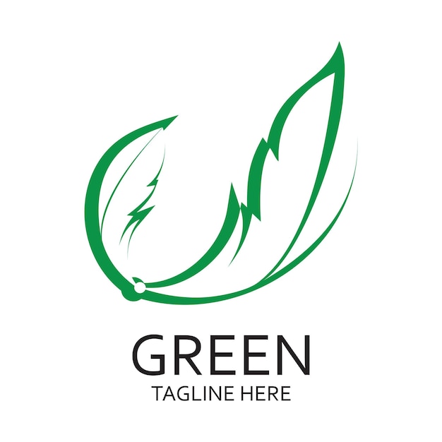 Зеленый дизайн логотипа простая концепция Premium Vevtor