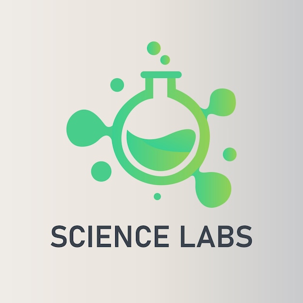 Vector a green logo for science labs with a green beaker.