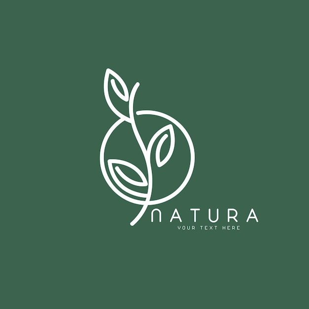 Vector green logo with a leaf and a logo for nature.