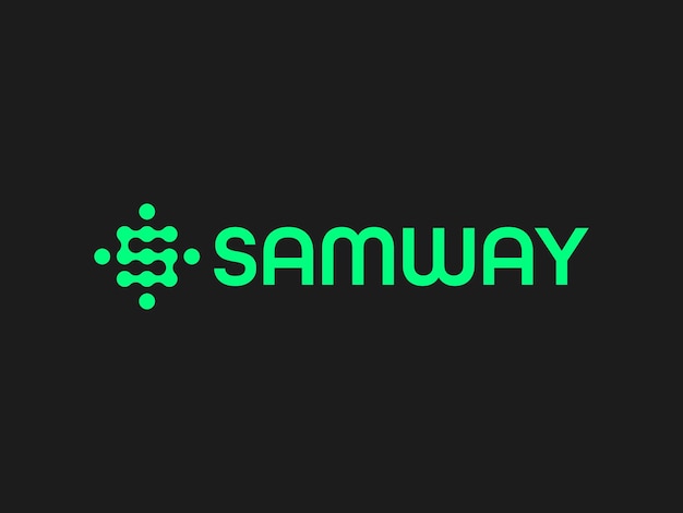 Vettore logo verde con il titolo samway su sfondo nero