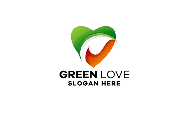 Шаблон логотипа красочный градиент green love