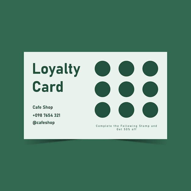 Green loyalty card design gift card design