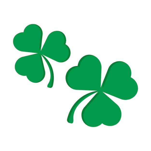 Green lucky three-leaf Irish clover for St. Patrick's Day.Vector illustration in a flat style.