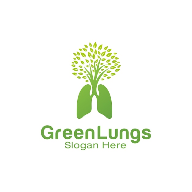 Green lungs logo design template