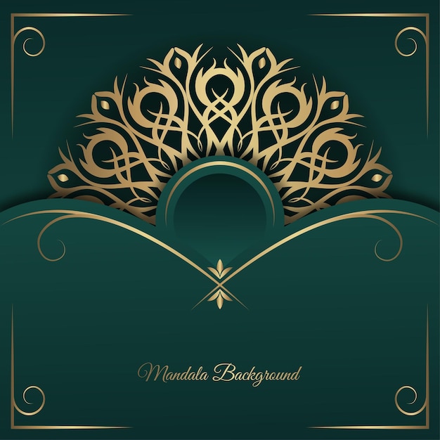 Green luxury background with gold mandala