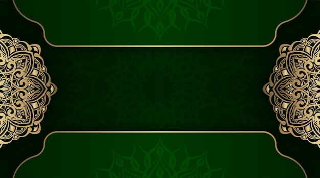 Green luxury background with golden mandala