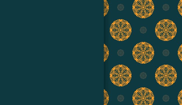 Green luxury poster with yellow ornament