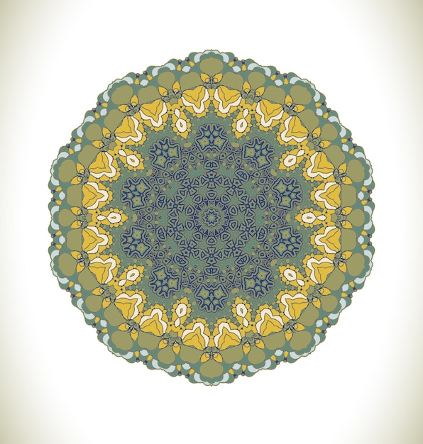 Green mandala art Round ornament pattern isolated