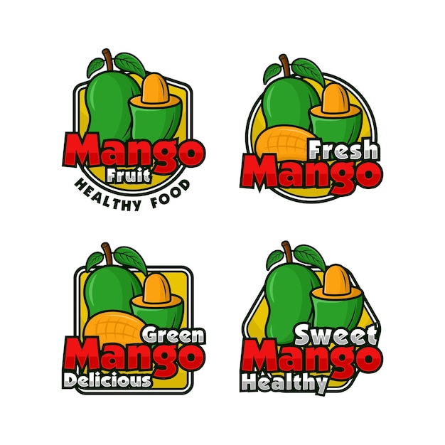 Green mango badge label design collection