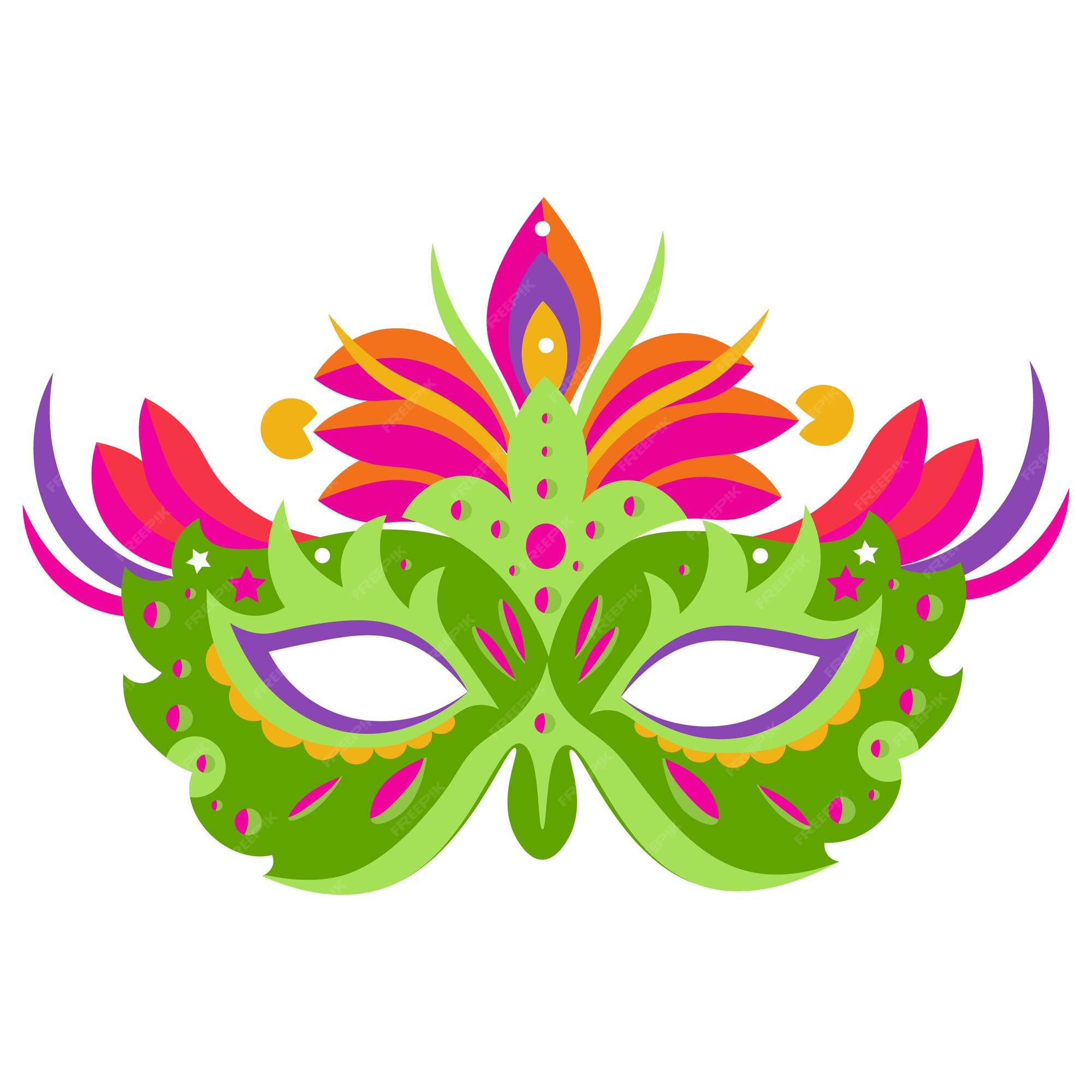 Sprængstoffer sygdom dør spejl Premium Vector | Green masquerade mask with pink feathers. mardi gras  costume element. for carnival birthday party.