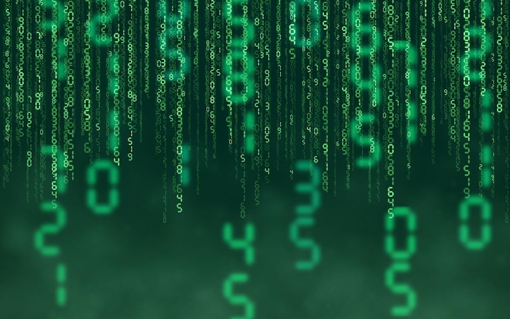 Vector green matrix digital background. falling numbers digital network technology. futuristic cyberspace. vector illustration.