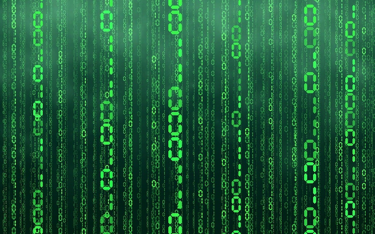 Vector green matrix digital background. falling numbers digital network technology. futuristic cyberspace. vector illustration.