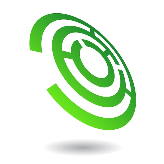 Labirinto verde come l'icona del logo astratto in prospettiva