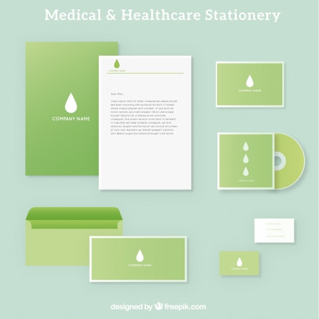 Vector green medical stationery
