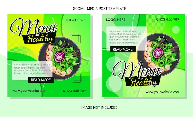 Green menu today post template with description