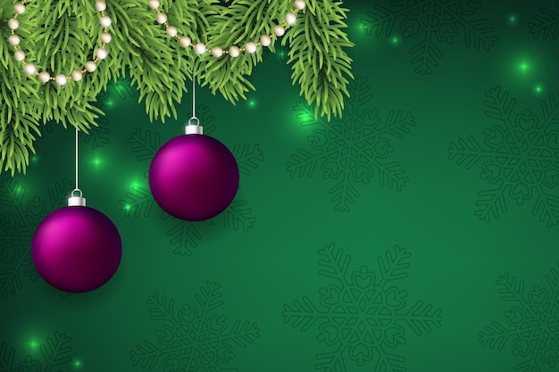 Green merry christmas background with christmas elements