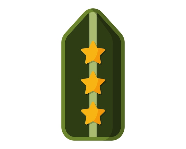 Green military ranks shoulder badge army soldier chevron strap with three golden stars