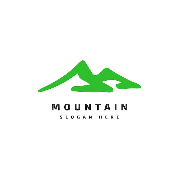 Green minimalist color mountain logo design template