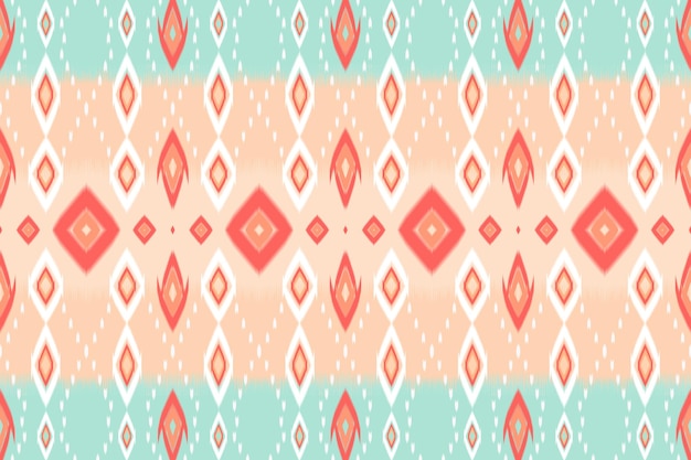 Green mint orange pastel ethnic geometric oriental ikat seamless traditional pattern design for background carpet wallpaper backdrop clothing wrapping batik fabric embroidery style vector