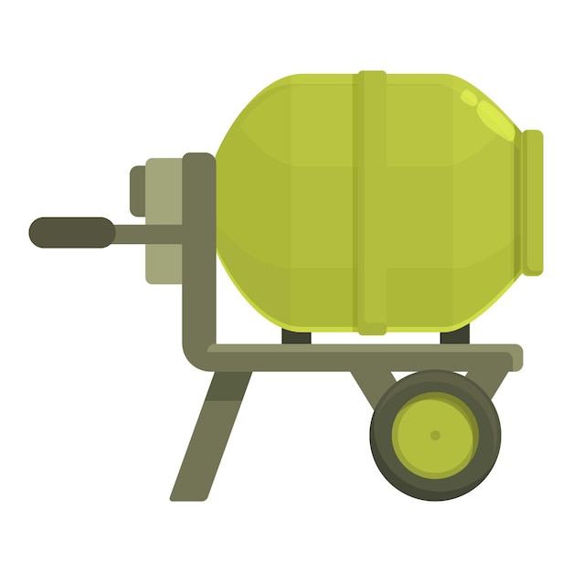 Green mixer icon cartoon vector cement machine work tool
