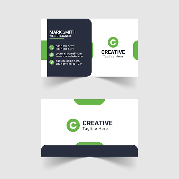 Vector green modern business card template