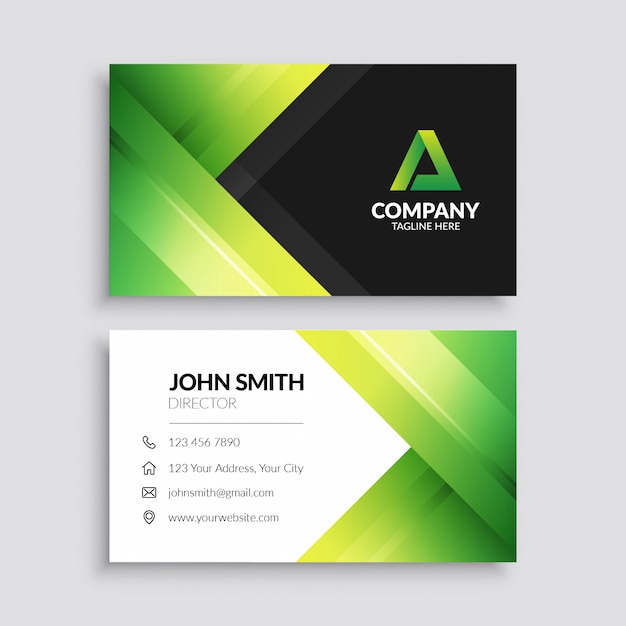 Green Modern Geometric Business Card Template