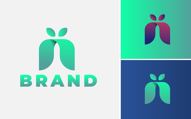 Green modern logo design with leaf